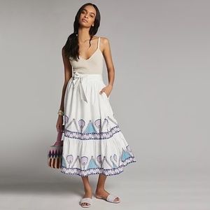 ANTHROPOLOGIE | 100% Cotton Magda Embroidered Skirt w/ Pockets | NWT